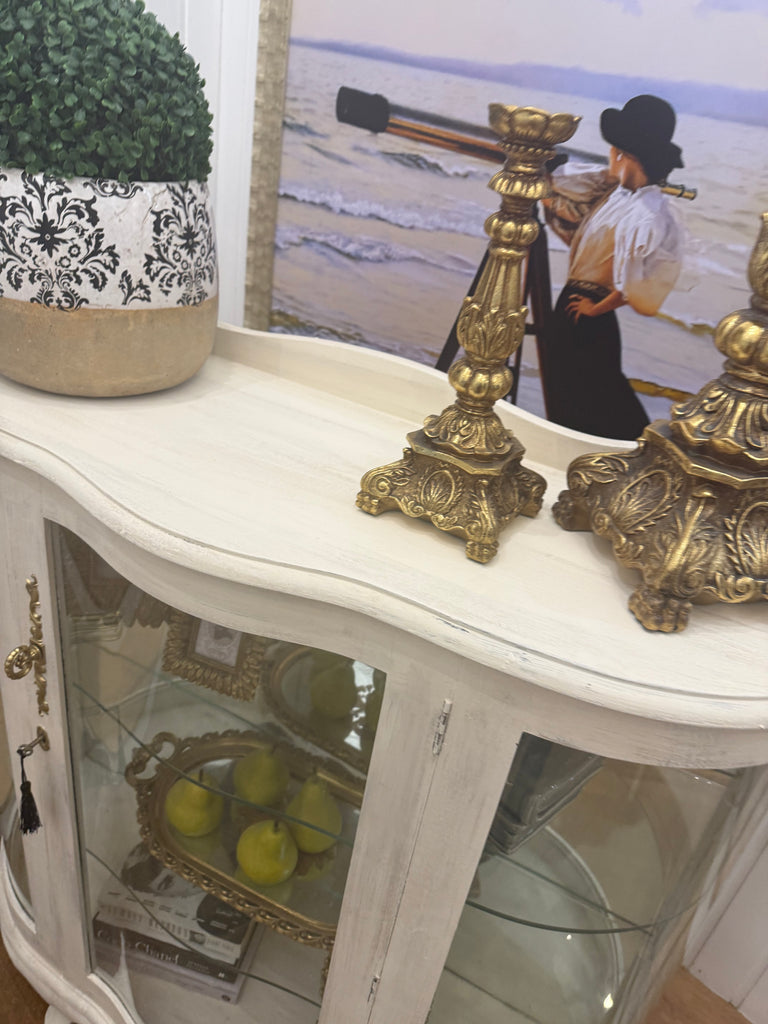 Vintage Queen Anne French Provincial Style Display Cabinet