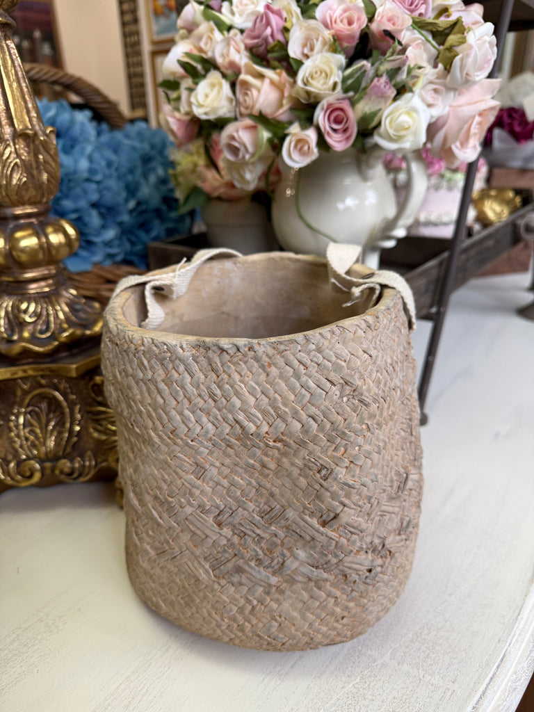 Weaved Basket Look Ceramic Pot