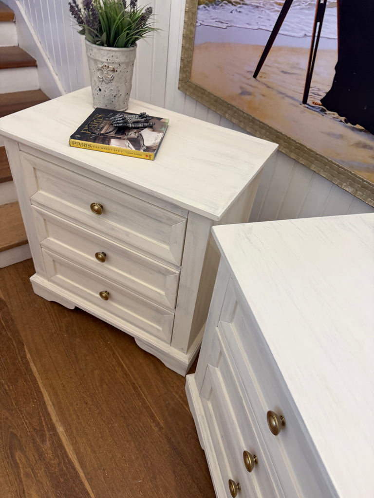 2 x Rustic Provincial Bedside Tables