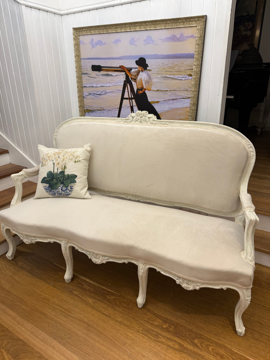 Reupholstered Vintage French Style Sofa Lounge