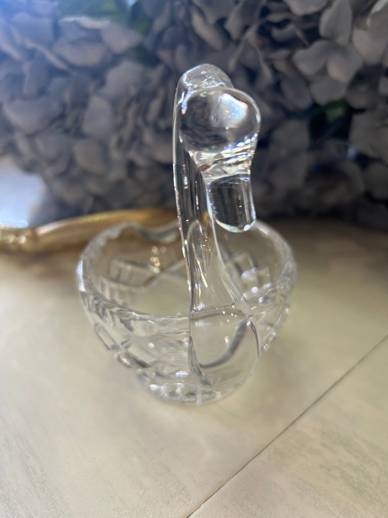 Small vintage glass Swan gravy boat