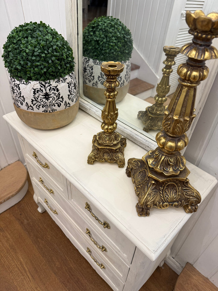Small French Provincial Style Hall Table With Drawers and Mirror
