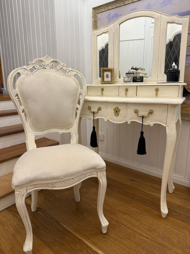 Small French Provincial Style Dressing Table and Chair