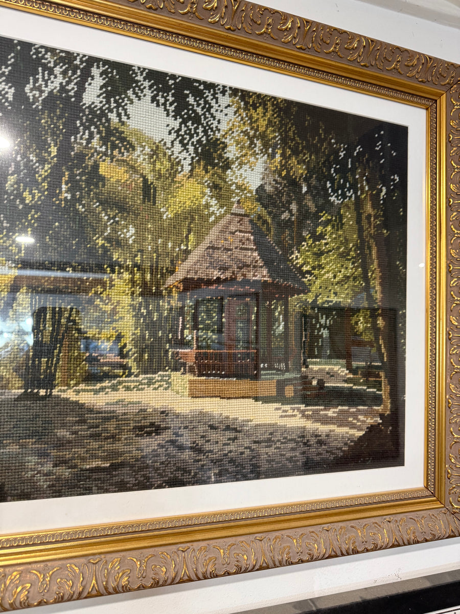 Vintage Framed Tapestry Park Gazebo