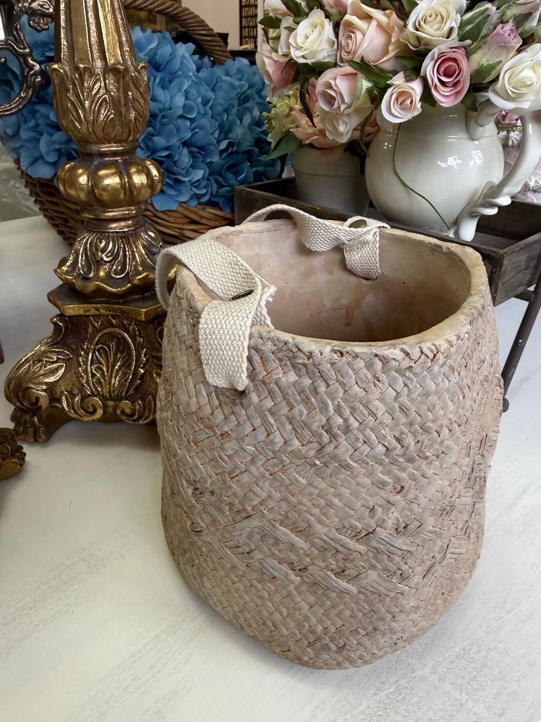 Weaved Basket Look Ceramic Pot