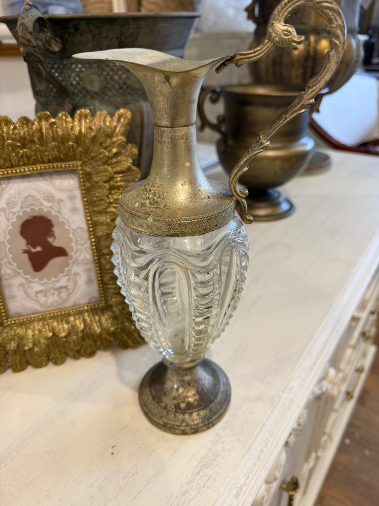 Vintage 1969 Luxardo Italian Silver Plate & Glass Liqueur Decanter with Original Stopper – Made in Italy