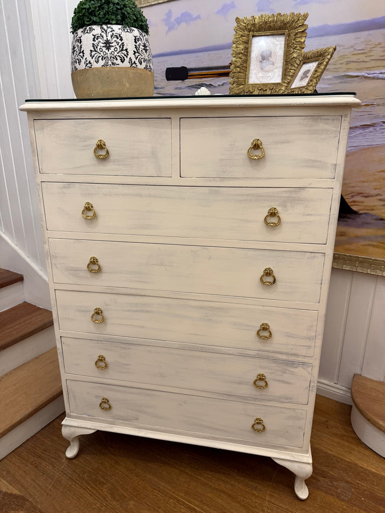Vintage Queen Anne French Provincial Style Tallboy