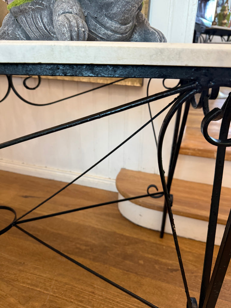 Vintage Cast Iron and Marble Table