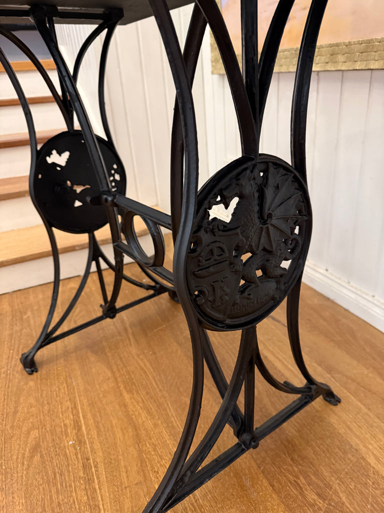 Vintage Cast Iron Base and Marble Table