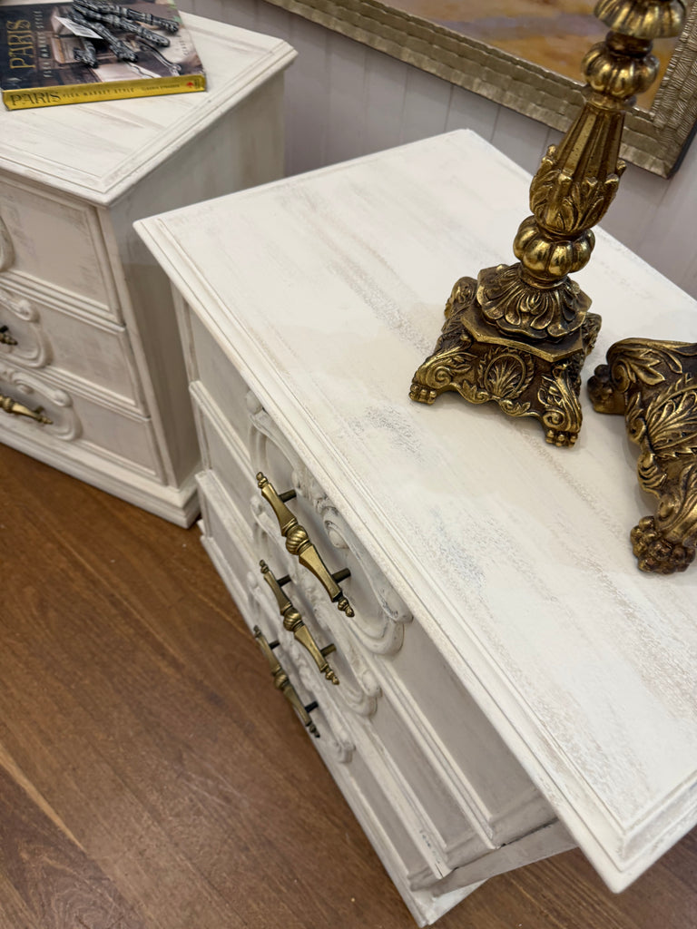 2 x Vintage French Provincial Style Bedside Tables