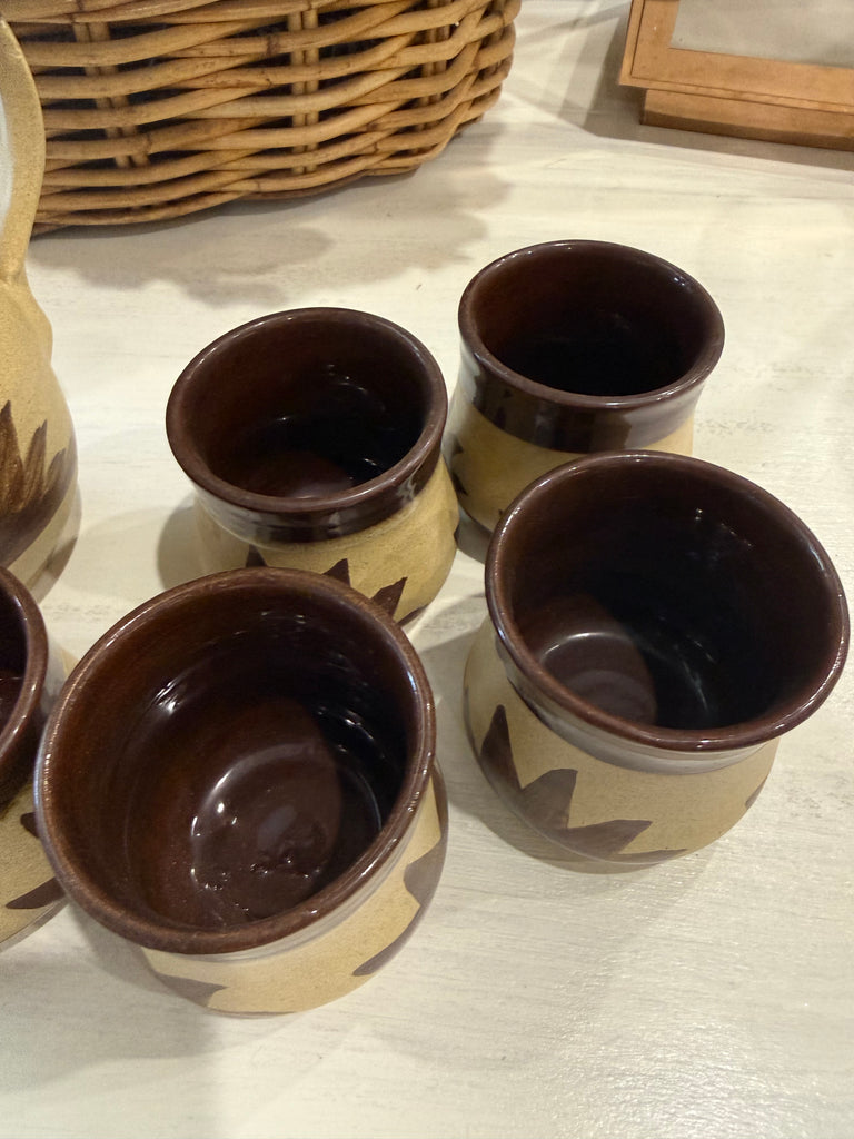 Vintage Pottery Set with Jug and 6 tumblers