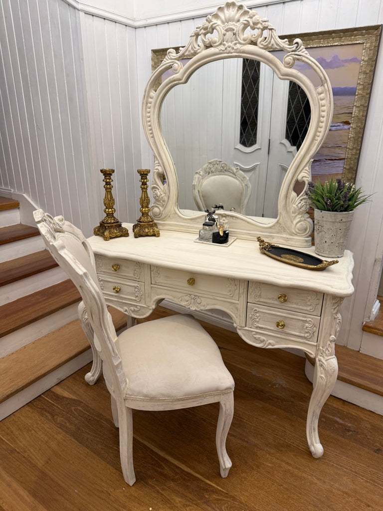 French Provincial Style Dressing Table and Chair