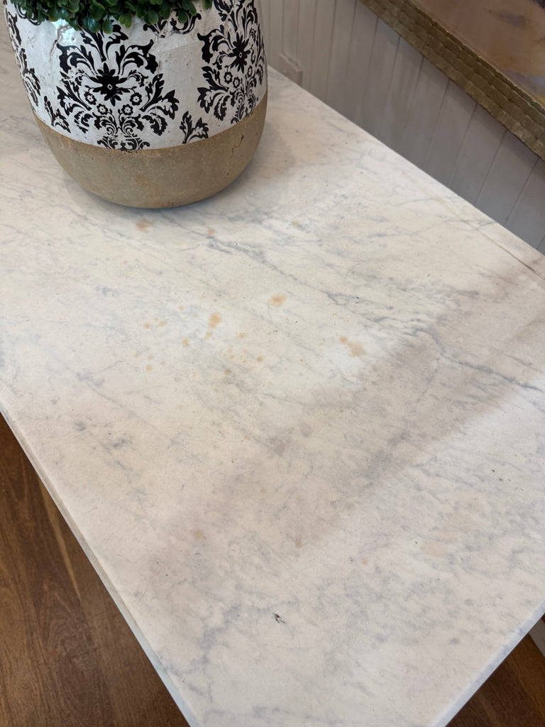 Vintage Cast Iron and Marble Table