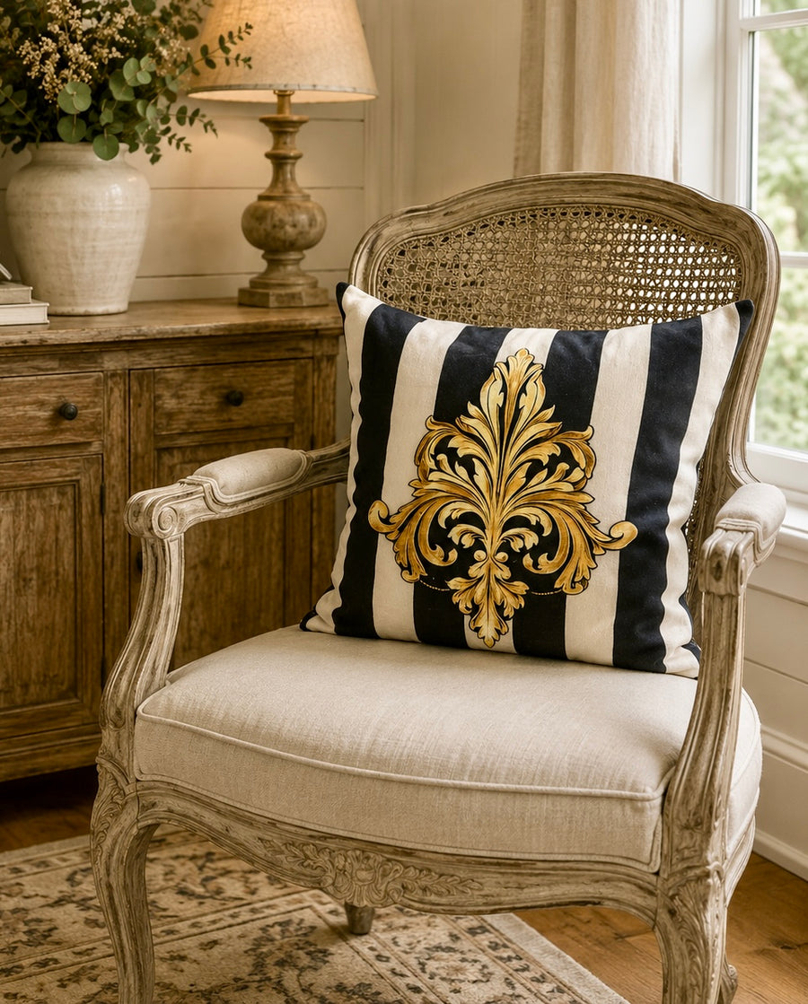 Black, White and Gold coloured Scatter Cushion