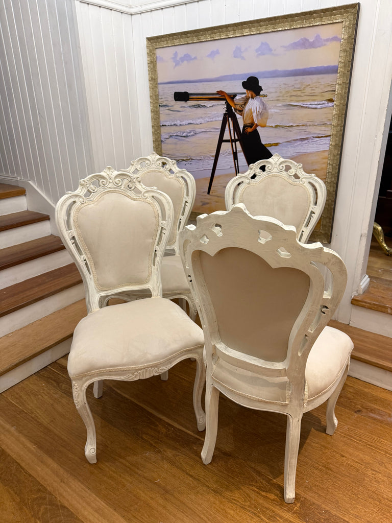 4 x Vintage Queen Anne French Provincial Dining Chairs