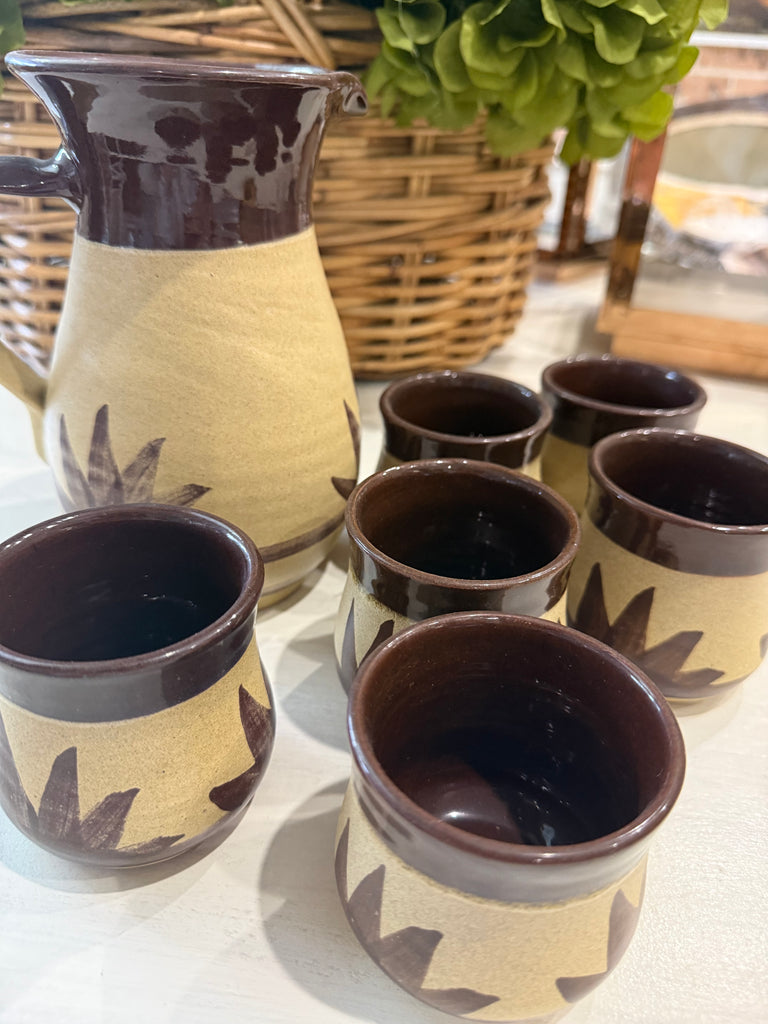 Vintage Pottery Set with Jug and 6 tumblers