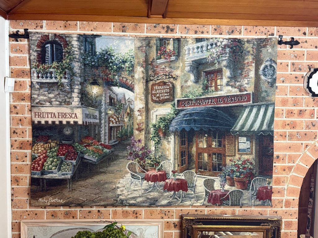 Very Large Street Scene Tapestry on a Metal Hanger