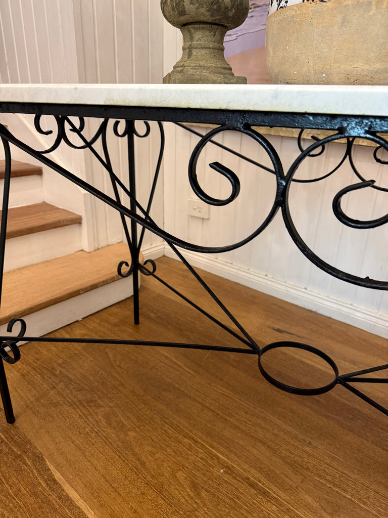 Vintage Cast Iron and Marble Table