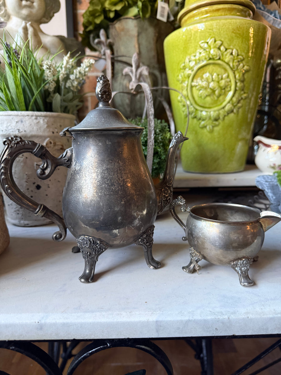 Vintage Ranleigh Silver Plated Tea pot and Creamer