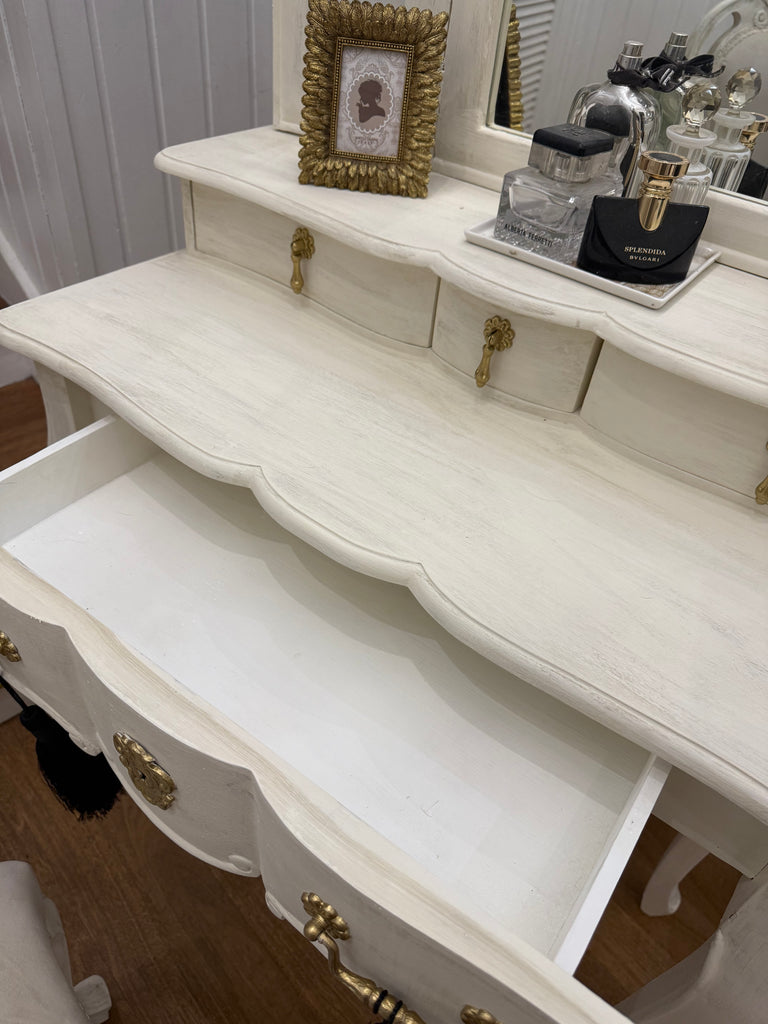 Small French Provincial Style Dressing Table and Chair
