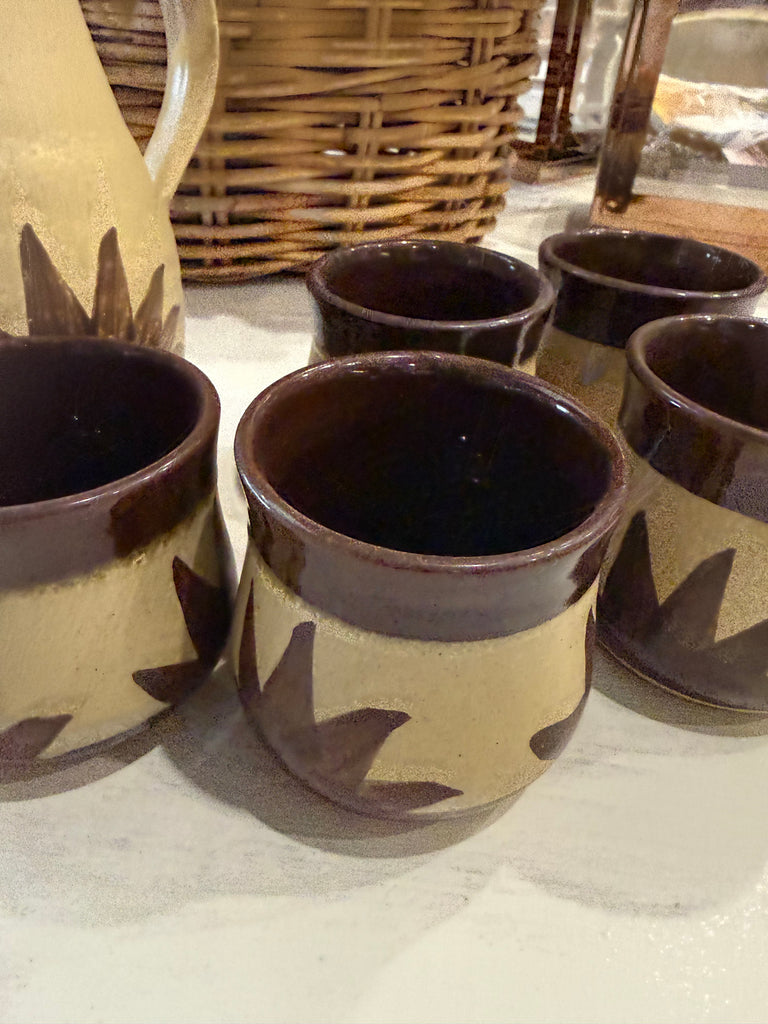Vintage Pottery Set with Jug and 6 tumblers