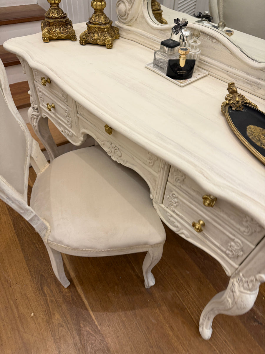 French Provincial Style Dressing Table and Chair