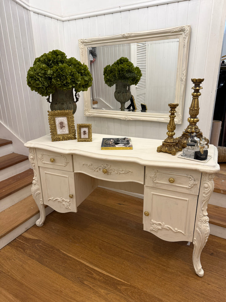 French Provincial Style Console Table/ Dressing Table and Mirror