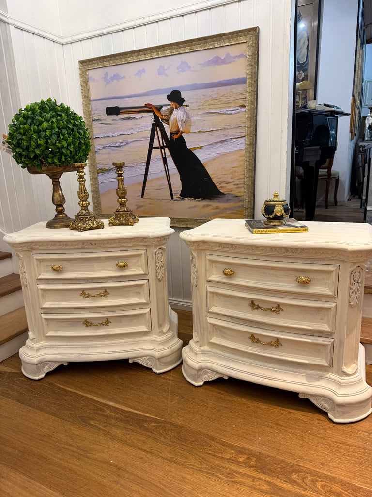2 x Large French Provincial Style Bedside Tables