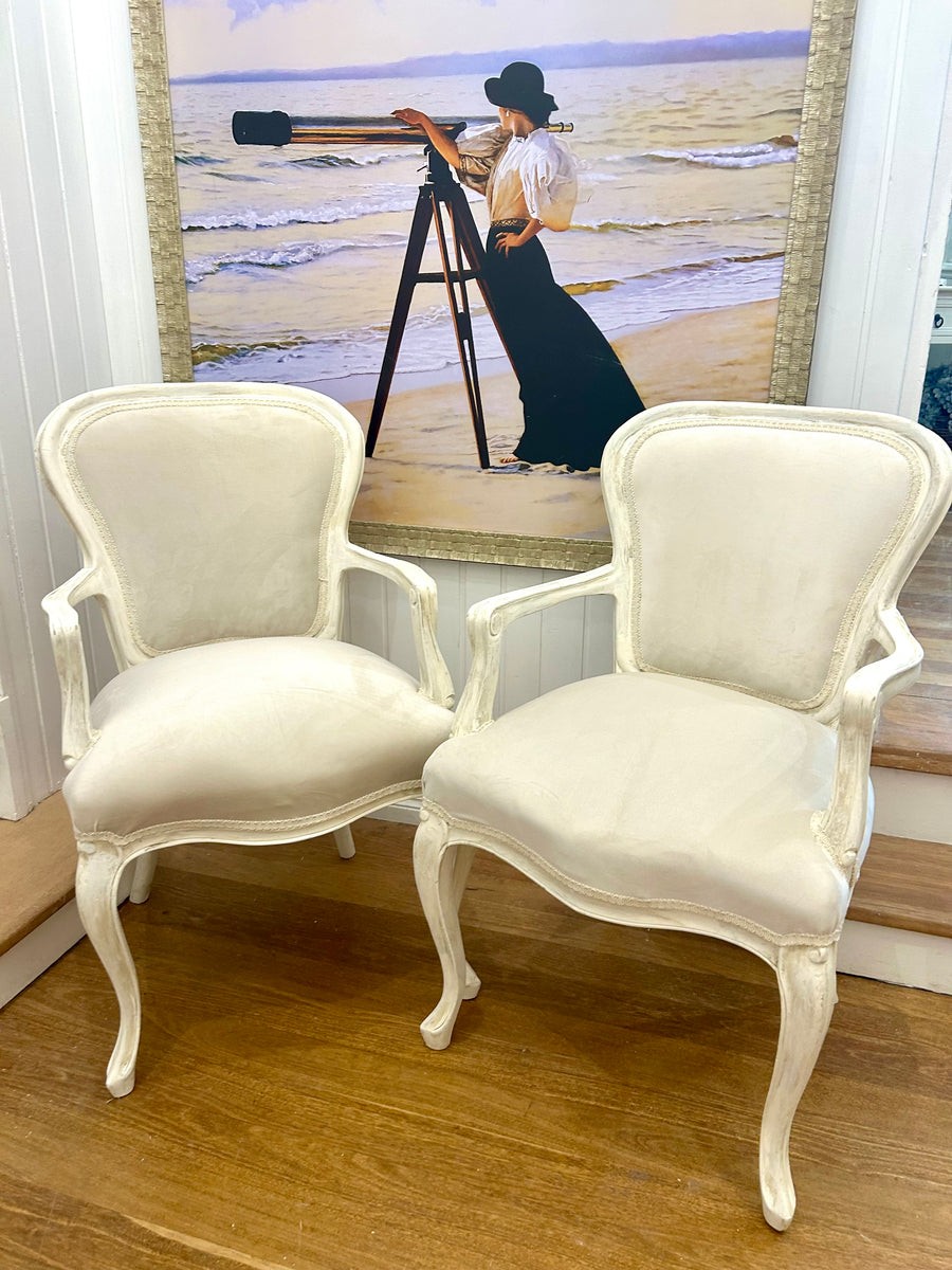 2 x Queen Anne French Provincial Style Armchairs