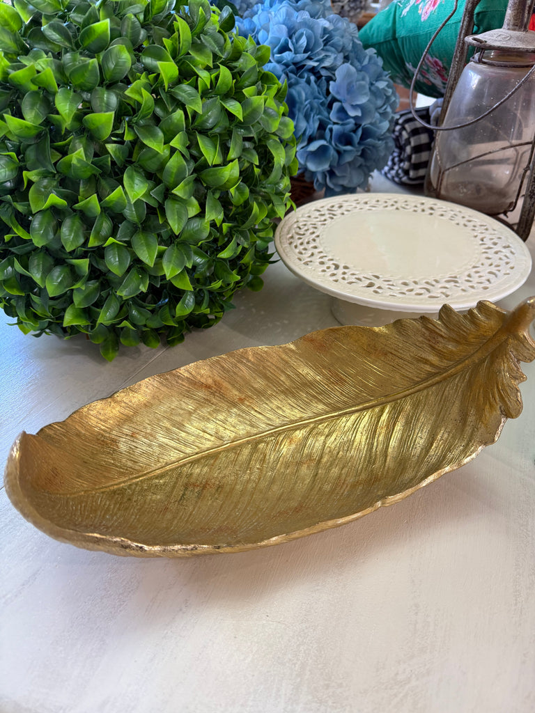 Gold Coloured Feather Tray
