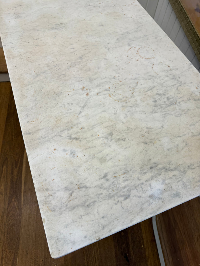 Vintage Cast Iron Base and Marble Table