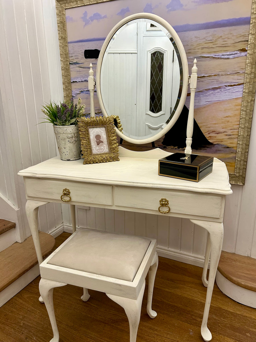 Small Vintage Dressing Table and Stool