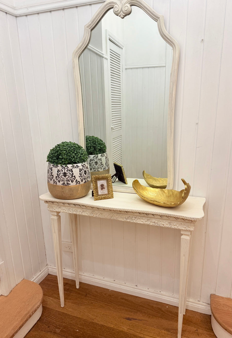 Vintage French Provincial Style Hall Table and Mirror