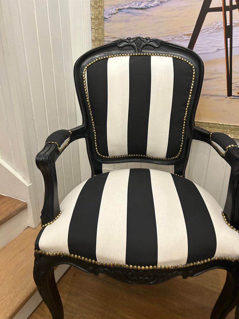 2 x Black and White Armchairs
