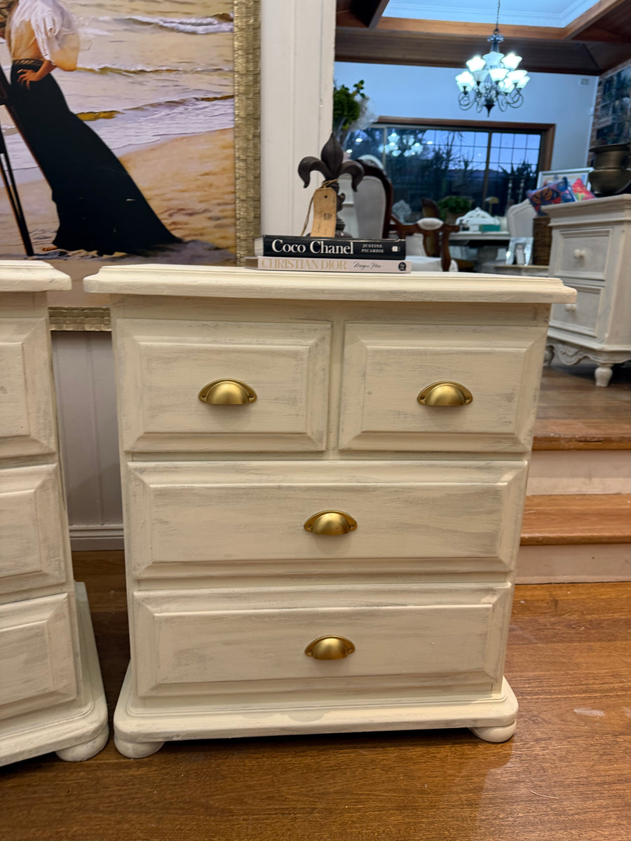 2 x Large Solid Wood Rustic Provincial Style Bedside Tables