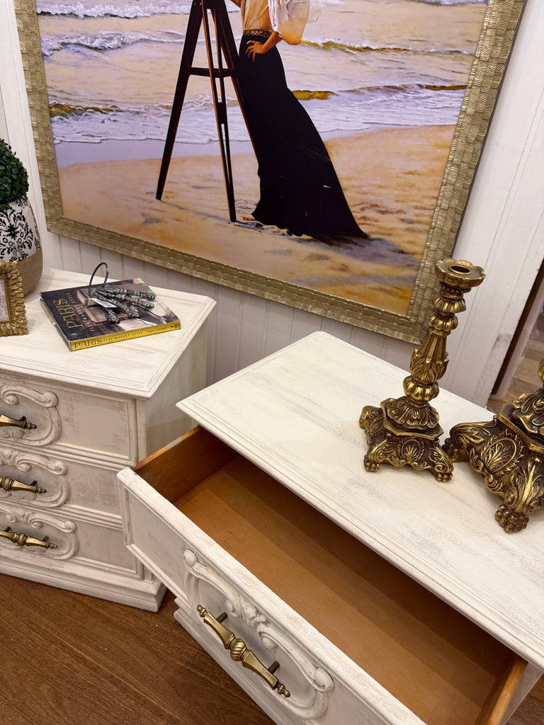 2 x Vintage French Provincial Style Bedside Tables