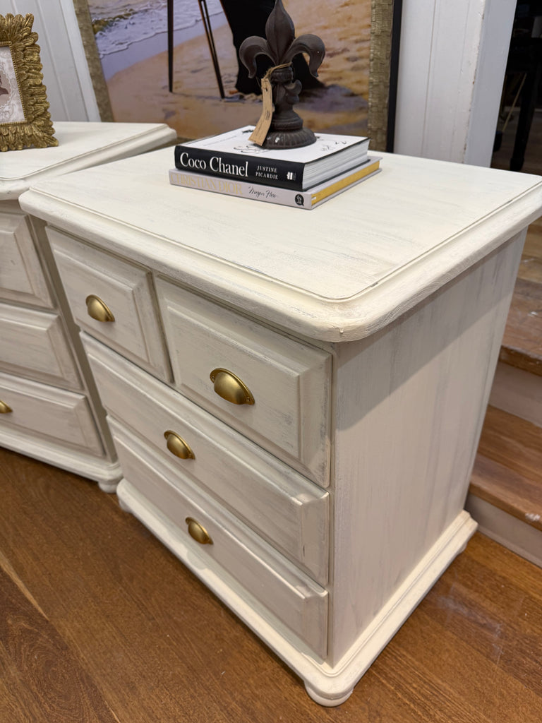 2 x Large Solid Wood Rustic Provincial Style Bedside Tables