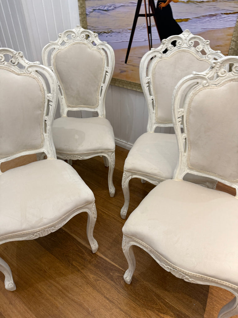 4 x Vintage Queen Anne French Provincial Dining Chairs
