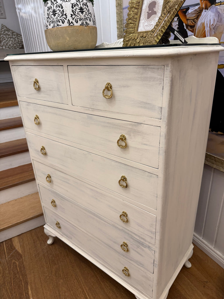 Vintage Queen Anne French Provincial Style Tallboy