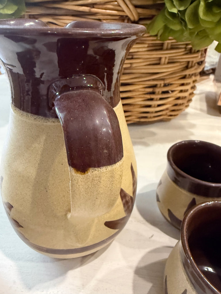 Vintage Pottery Set with Jug and 6 tumblers