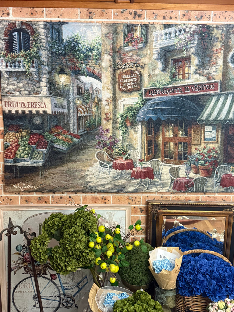Very Large Street Scene Tapestry on a Metal Hanger