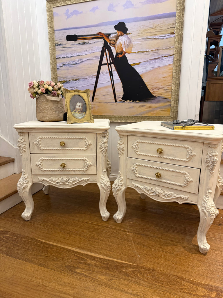 2 x French Provincial Style Bedside Tables