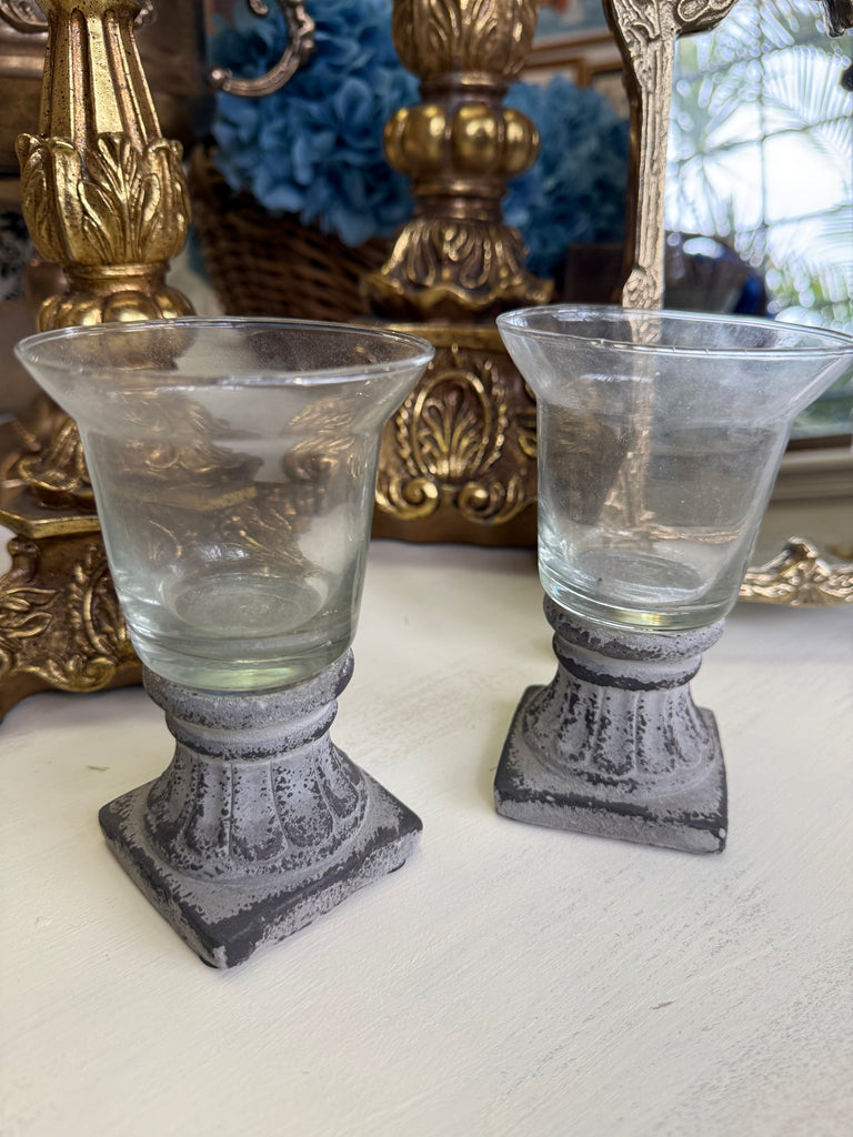 Pair of Rustic Tea Light Candle Holders