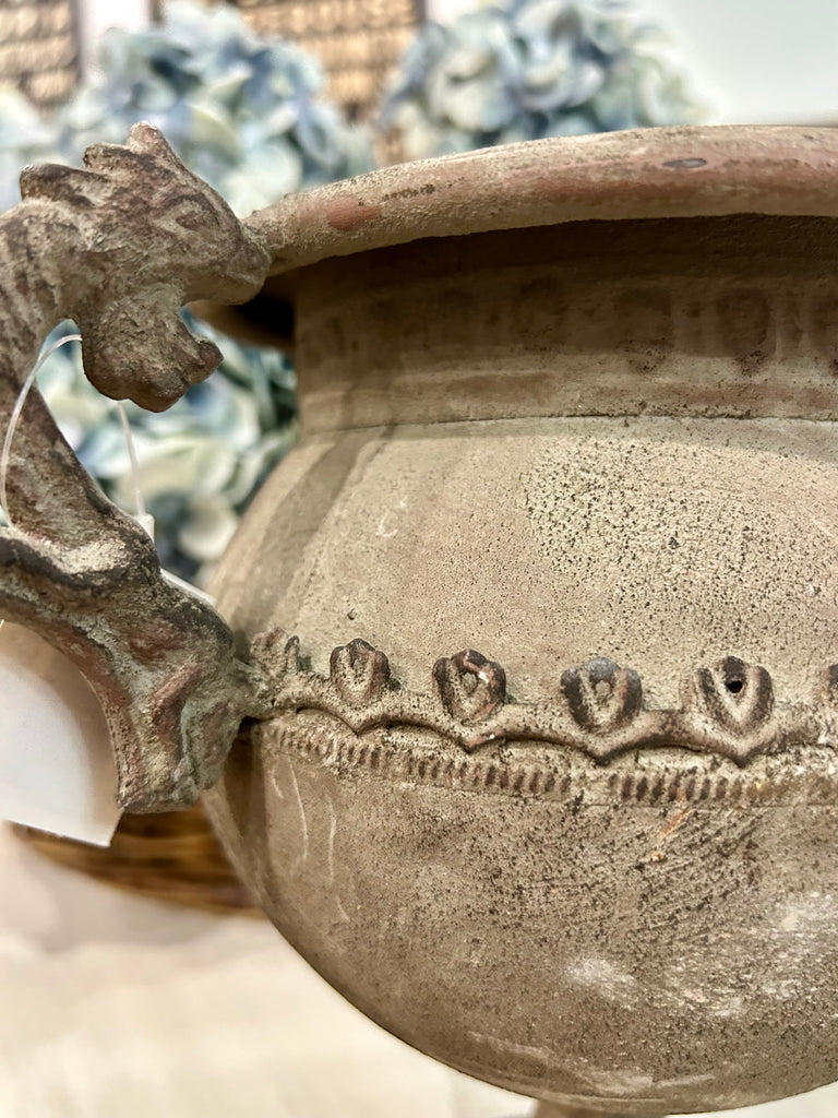Rustic look metal urn
