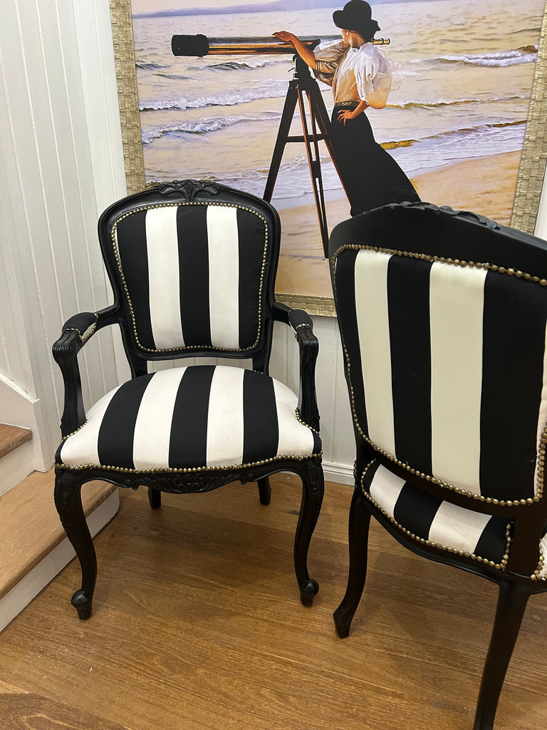 2 x Black and White Armchairs