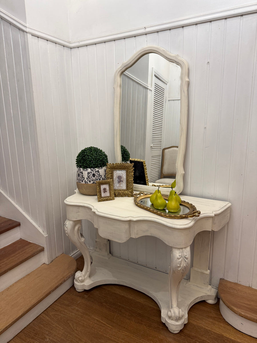 Vintage French Provincial Style Hall Table and Mirror