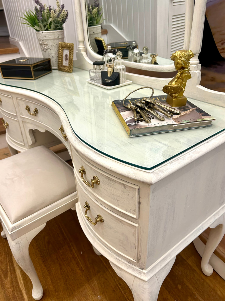 Vintage Queen Anne Dressing Table and Stool