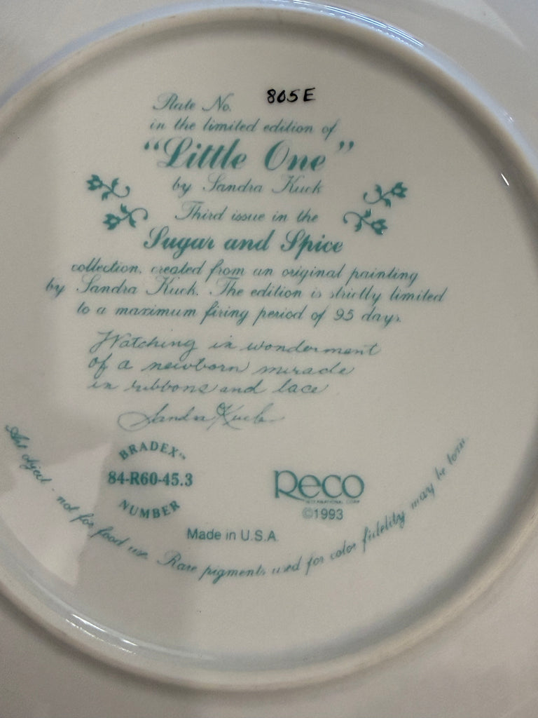 Sandra Kuck “Sisters” & “Little One” Limited Edition Collector Plates – Reco 1993 – COA Included