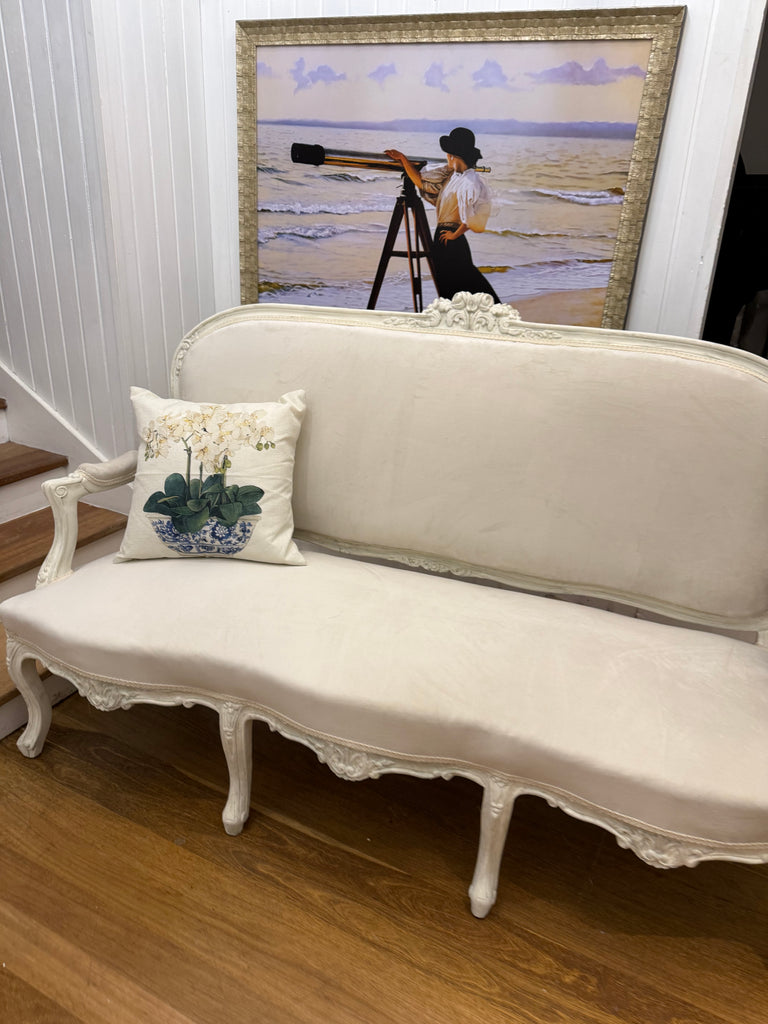 Reupholstered Vintage French Style Sofa Lounge