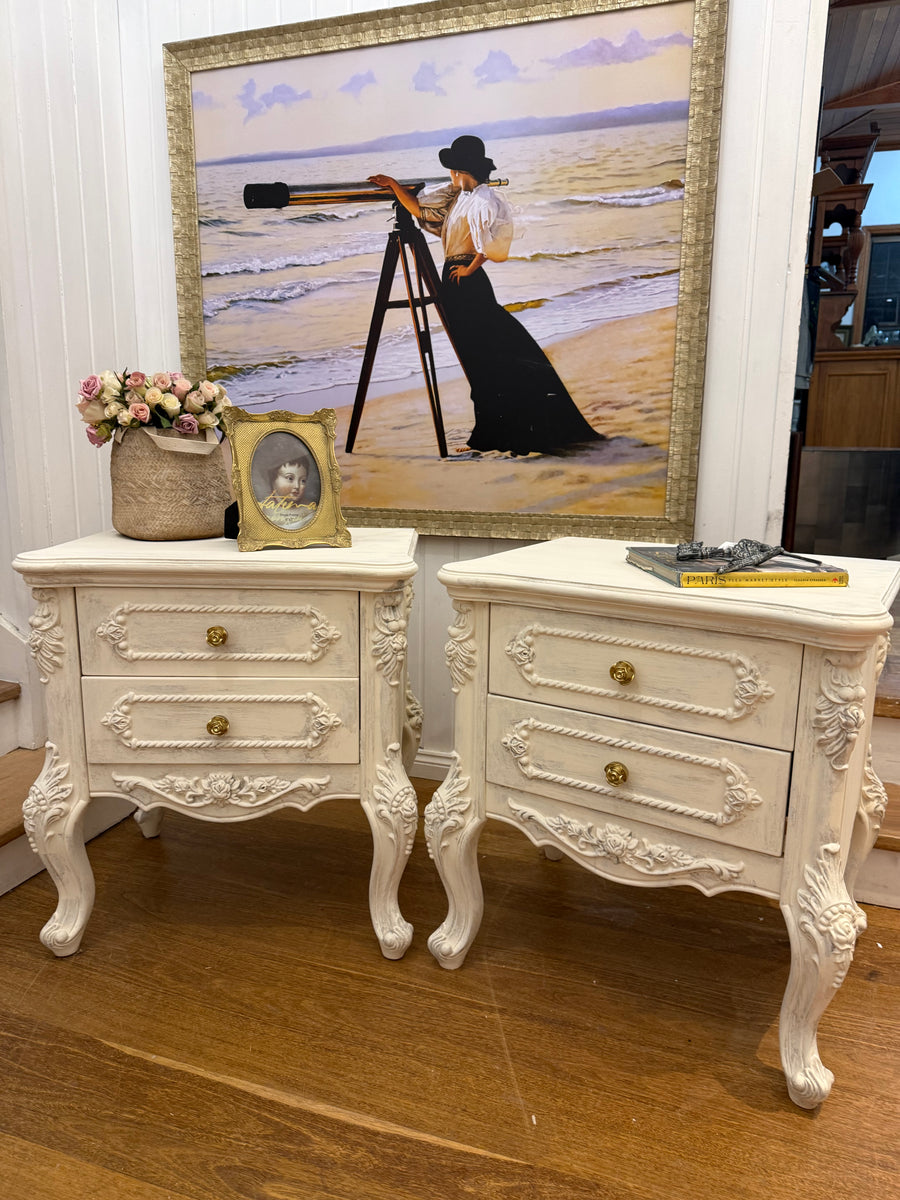 2 x French Provincial Style Bedside Tables